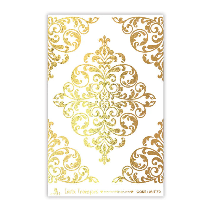 Craft Metallic Water Transfer Stickers- Best use for Resin, Fabric, Plastic, MDF & Glass - Decorative Decals in Floral, Quotes & More (3.5" x 5")-MIT 70