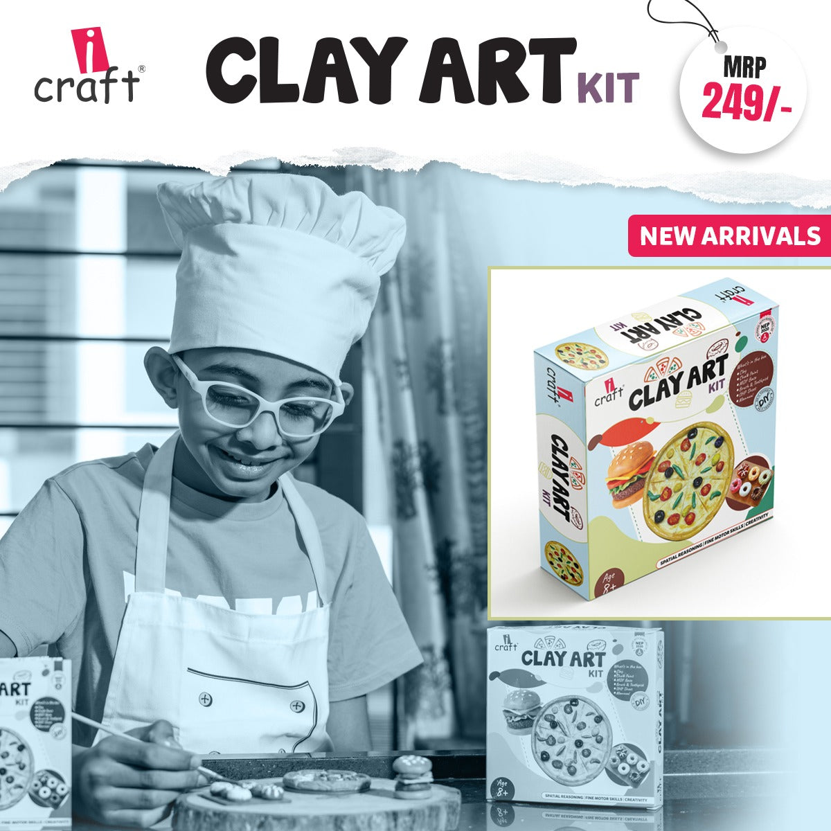 Clay art kit - DIY pizza, donut and burger sculpting kit