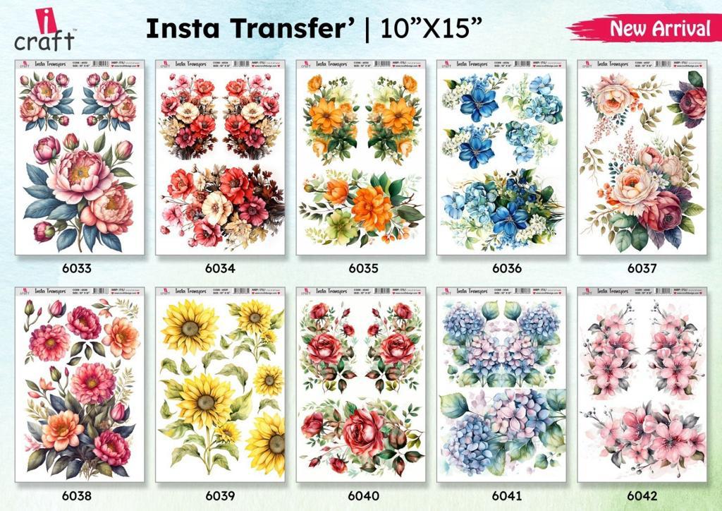 Big size floral transfer combo