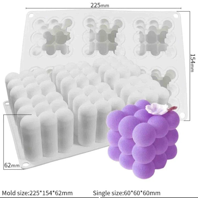 Bubble candle mould- 6 cavity