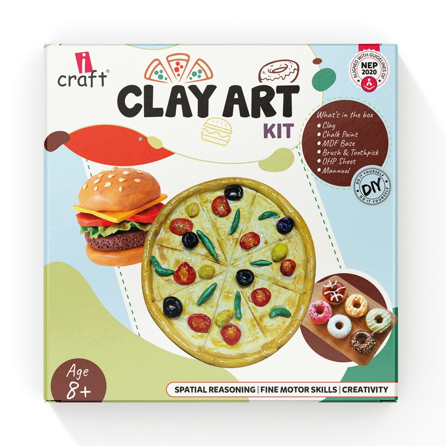 Clay art kit - DIY pizza, donut and burger sculpting kit