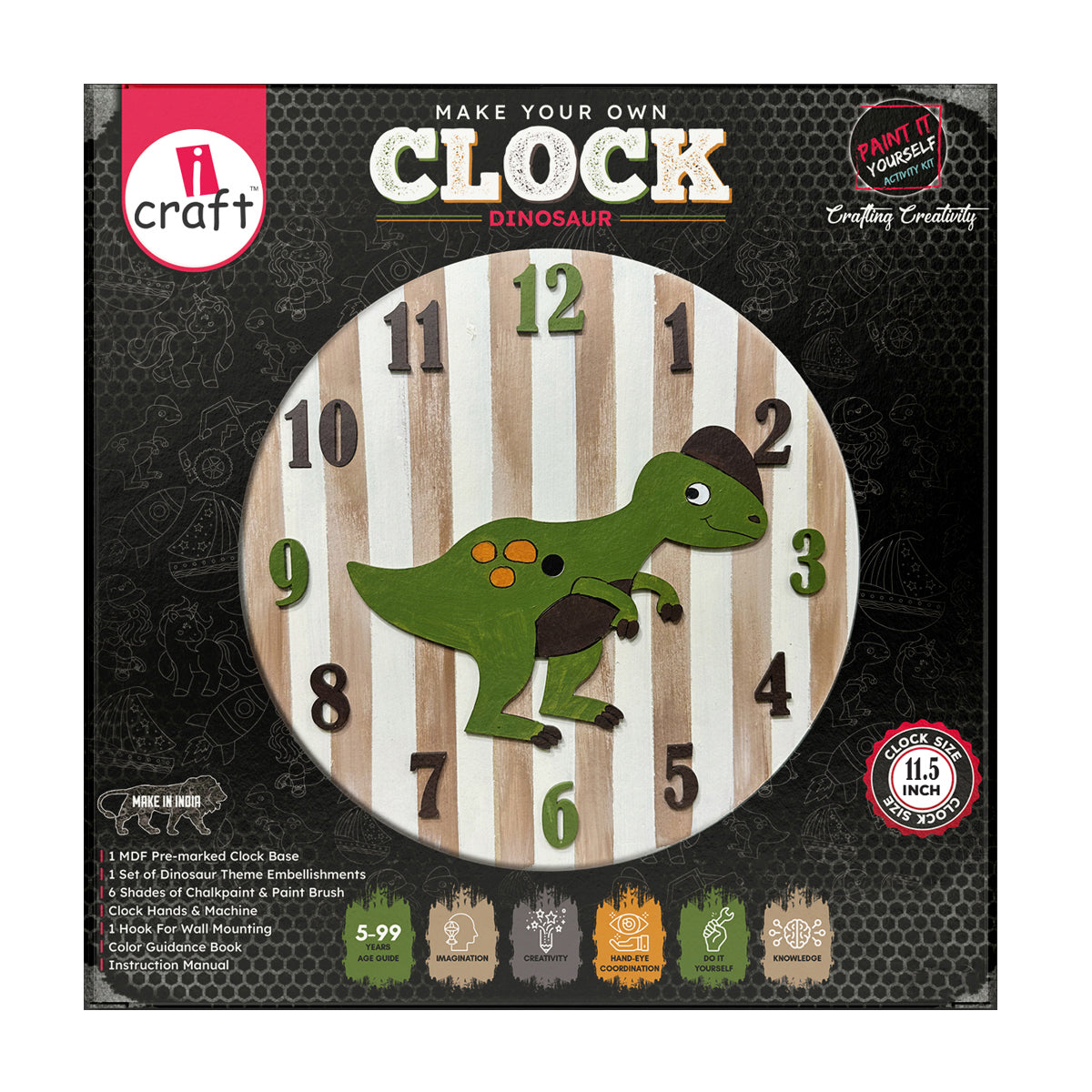 Clock diy kit - dino