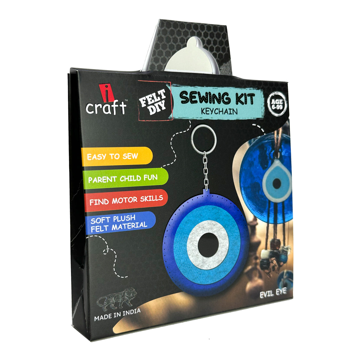 Evil eye felt DIY keychain kit