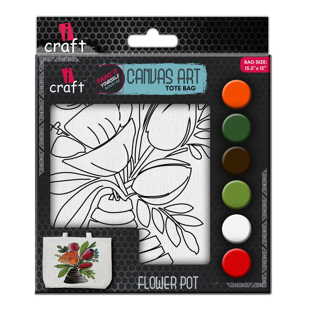 iCraft DIY Canvas Tote Bag - Paint It Yourself Activity Kit DIY