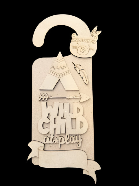 Wild child at play - door hanger