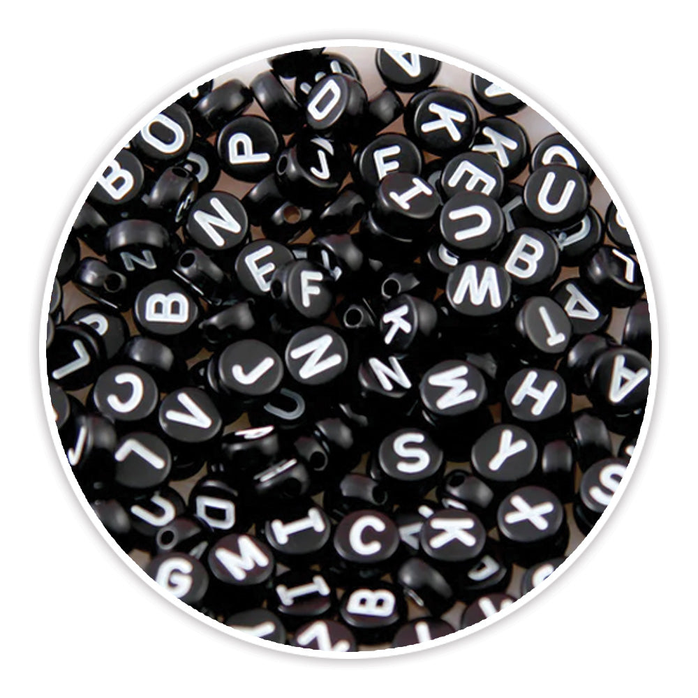 Round alphabet b/w