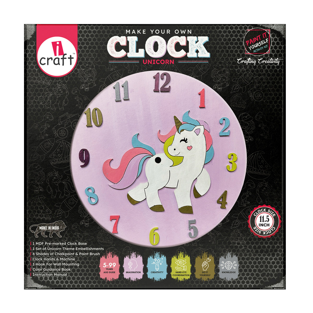 Clock diy kit - unicorn